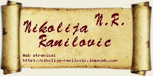 Nikolija Ranilović vizit kartica